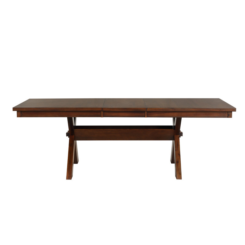 Laurel Foundry Modern Farmhouse Velarde Wood Trestle Extendable Dining Table With Leaf Dark Hazelnut Reviews Wayfair